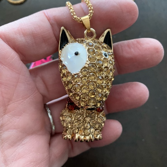 Betsy Johnson Blingy Bull Terrier Necklace - Picture 4 of 6